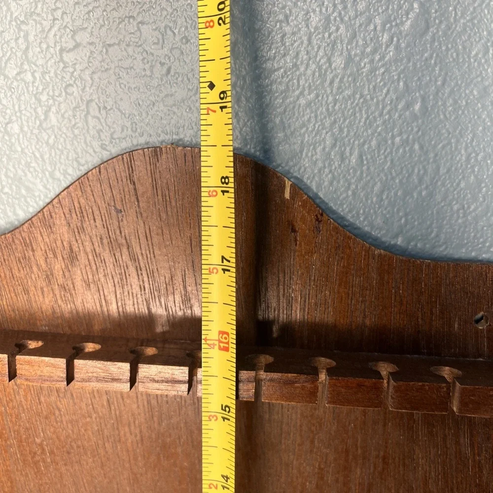Vintage Wooden Wall Mount Souvenir Spoon Display Rack 16